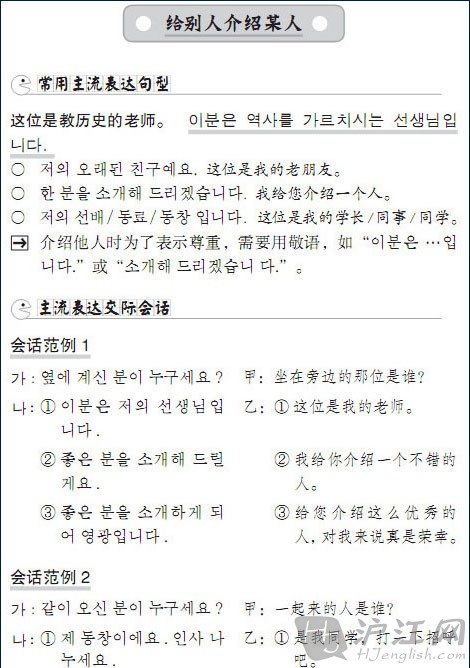 韩语口语学习 介绍别人