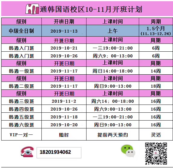 上海韩语培训:韩通浦东校区11月开课(图1)
